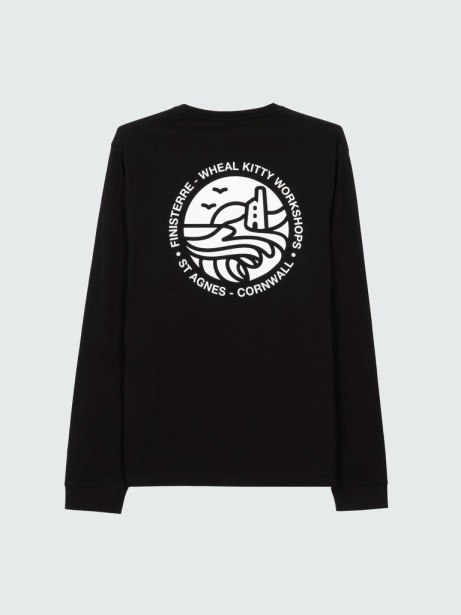 Finisterre Stylish Kitty Long Sleeve T-Shirt Black/White