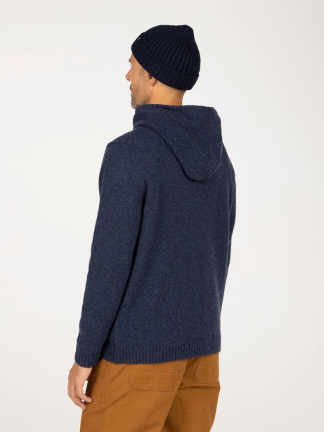 Finisterre Stylish Columba Knit Hoodie Indigo