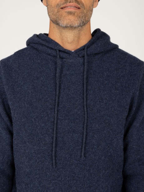 Finisterre Stylish Columba Knit Hoodie Indigo