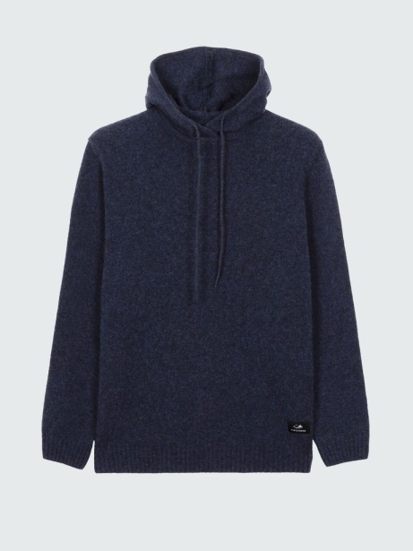 Finisterre Stylish Columba Knit Hoodie Indigo