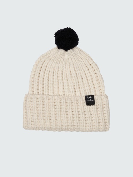 Ecru/Navy RNLI Pom Beanie Finisterre Stylish