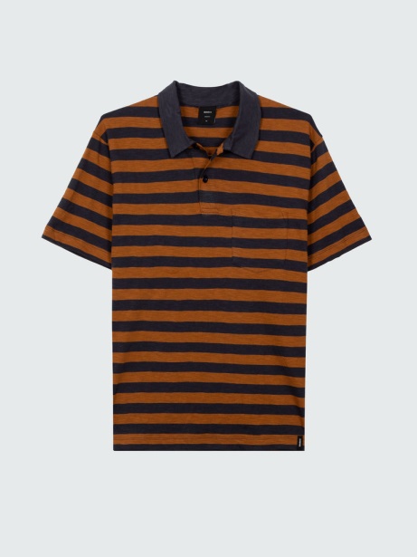 Finisterre Stylish Channel Stripe Polo Shirt Navy/Sable