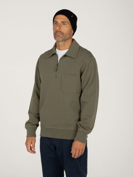 Finisterre Stylish Dark Olive Jetsam Half Zip Sweatshirt
