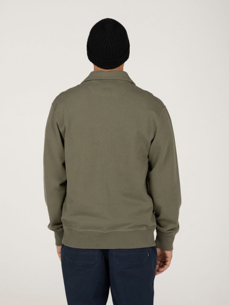 Finisterre Stylish Dark Olive Jetsam Half Zip Sweatshirt