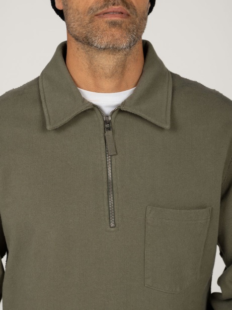 Finisterre Stylish Dark Olive Jetsam Half Zip Sweatshirt