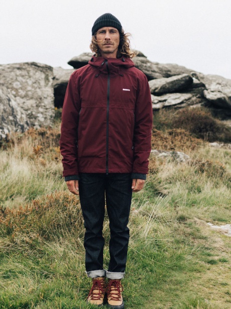 Men's Stormbird Waterproof Jacket Dark Burgundy Finisterre Stylish