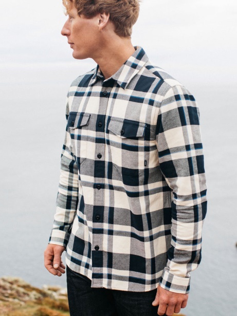 Finisterre Stylish Blanket Cotton Shirt Navy Check