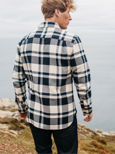 Finisterre Stylish Blanket Cotton Shirt Navy Check