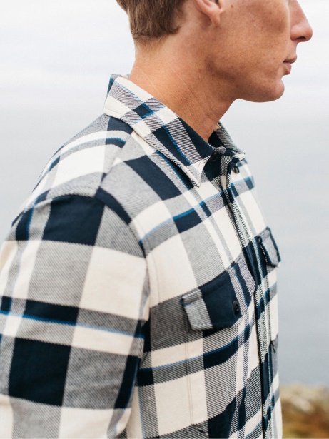 Finisterre Stylish Blanket Cotton Shirt Navy Check