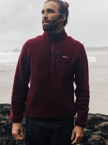 Dark Burgundy Finisterre Stylish Hegen 1/4 Zip Wool Fleece