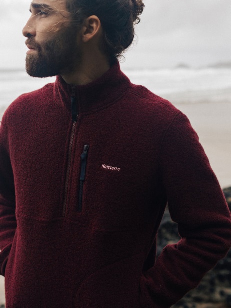 Dark Burgundy Finisterre Stylish Hegen 1/4 Zip Wool Fleece