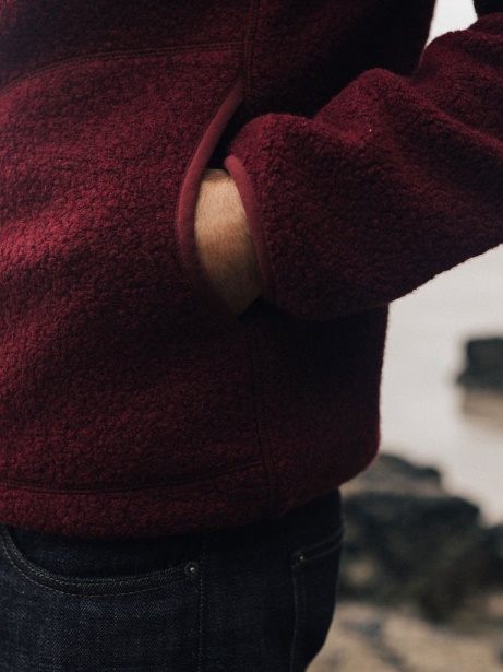 Dark Burgundy Finisterre Stylish Hegen 1/4 Zip Wool Fleece