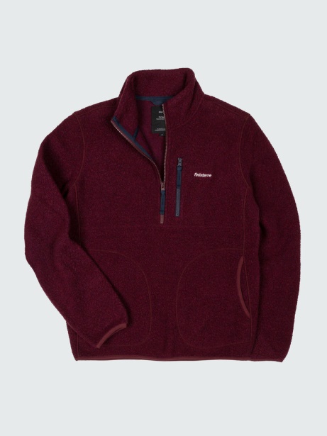 Dark Burgundy Finisterre Stylish Hegen 1/4 Zip Wool Fleece