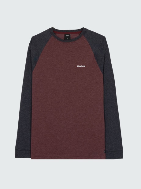 Navy/Burgundy Finisterre Stylish Bailey Long Sleeve T-Shirt