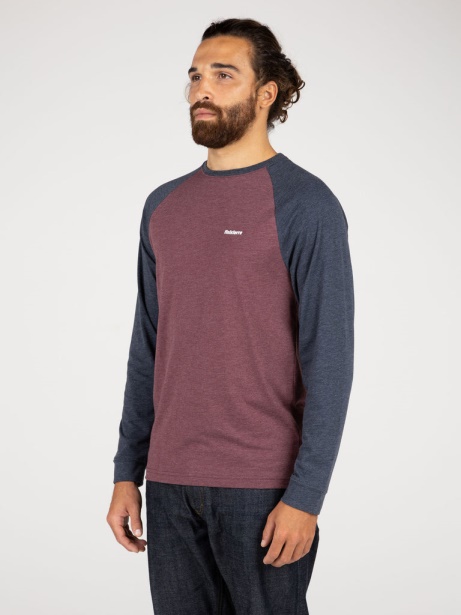 Navy/Burgundy Finisterre Stylish Bailey Long Sleeve T-Shirt