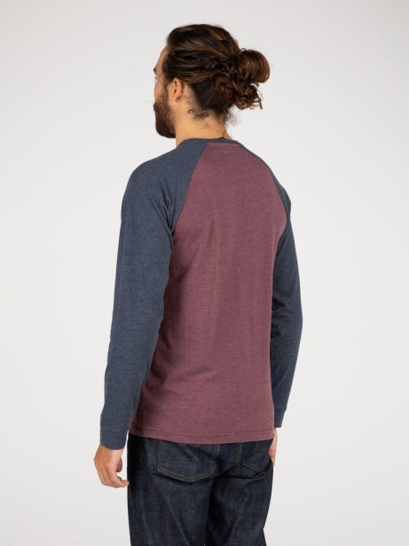 Navy/Burgundy Finisterre Stylish Bailey Long Sleeve T-Shirt