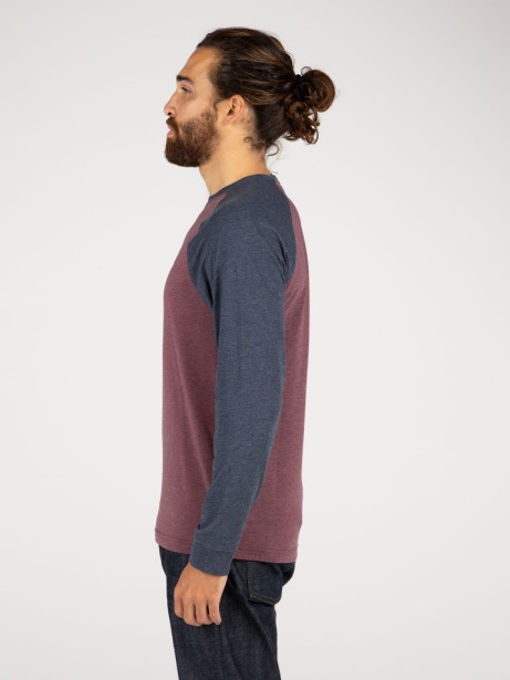 Navy/Burgundy Finisterre Stylish Bailey Long Sleeve T-Shirt