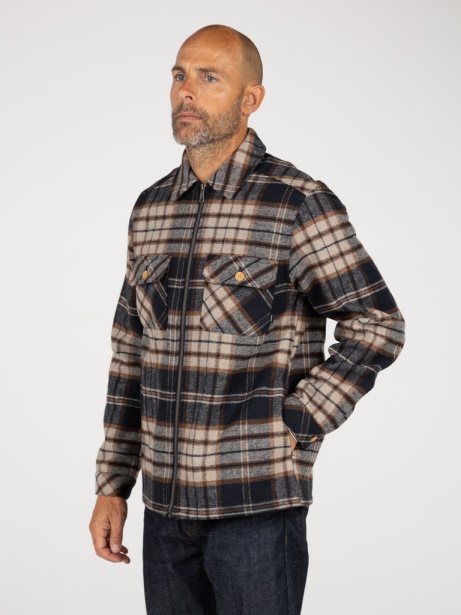 Garrick Zip Overshirt Finisterre Stylish Navy/Flint Check