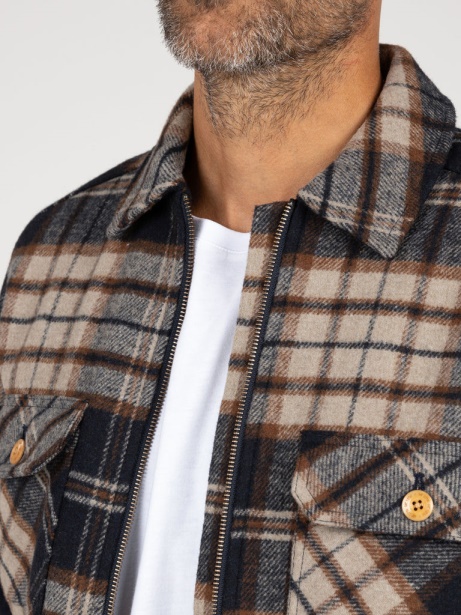 Garrick Zip Overshirt Finisterre Stylish Navy/Flint Check