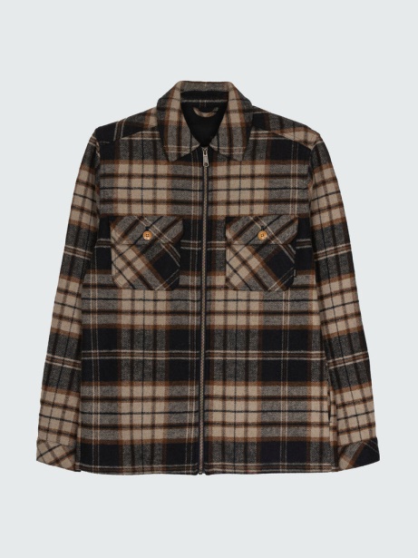 Garrick Zip Overshirt Finisterre Stylish Navy/Flint Check
