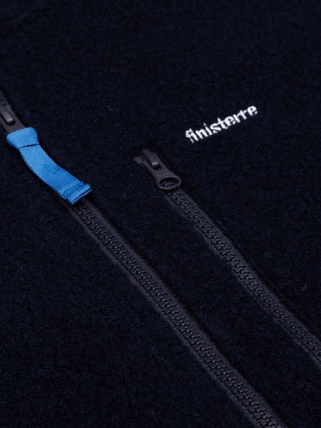 Finisterre Stylish Navy Hegen Full Zip Wool Hoodie