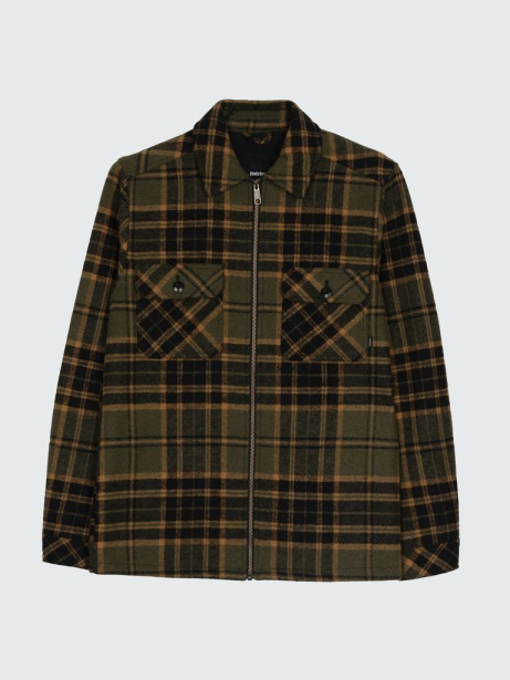 Garrick Zip Overshirt Finisterre Stylish Olive/Sable Check