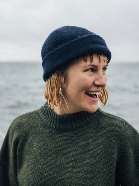 Finisterre Stylish Navy Wool Fleece Beanie