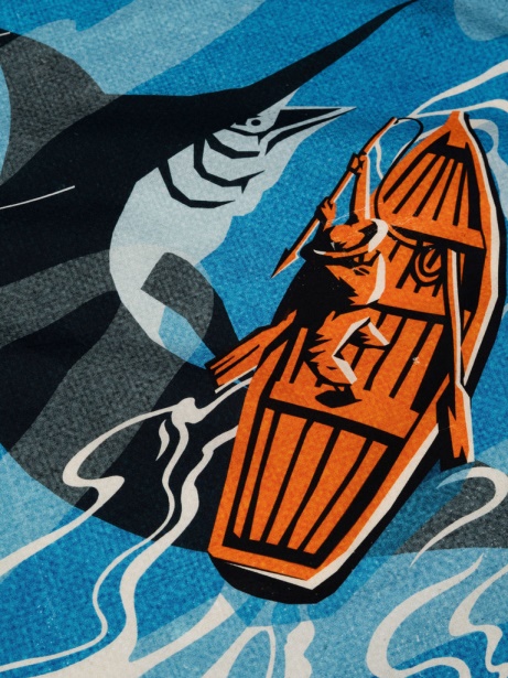 Old Man and The Sea Printed Bandana Finisterre Stylish Ecru/Blue