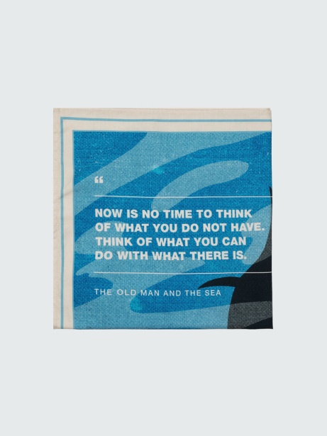Old Man and The Sea Printed Bandana Finisterre Stylish Ecru/Blue