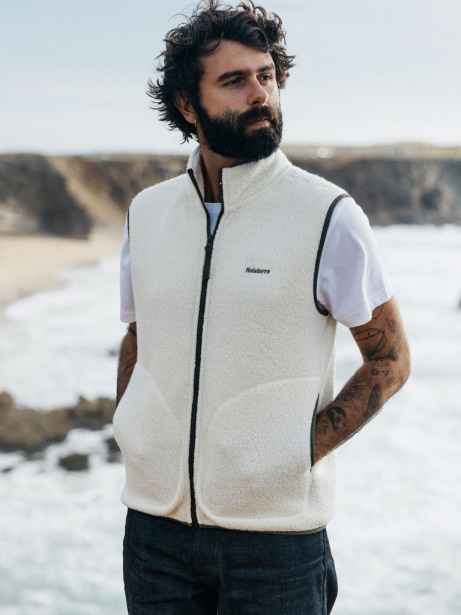 Finisterre Stylish Ecru Hegen Wool Gilet