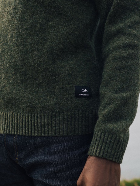 Olive Finisterre Stylish Columba Knit Jumper