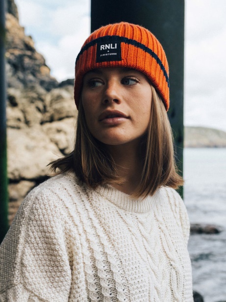 Finisterre Stylish RNLI Fisherman Beanie Flame/Navy