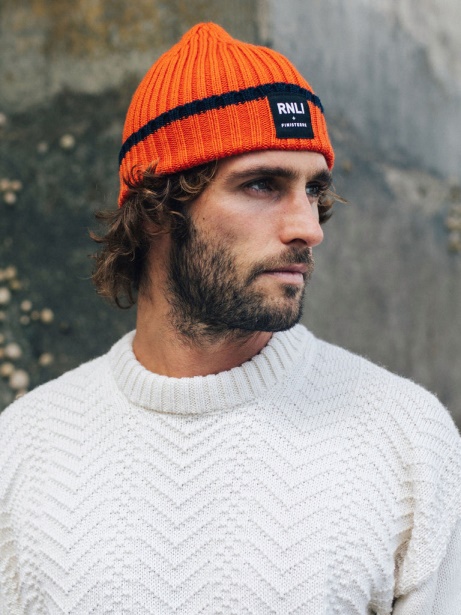 Finisterre Stylish RNLI Fisherman Beanie Flame/Navy