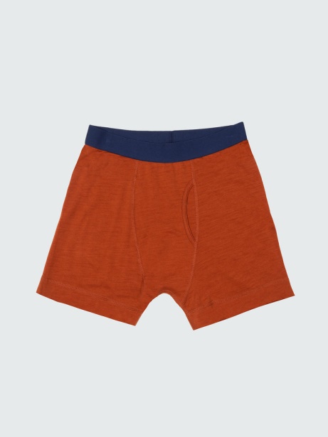 Cinnamon/Navy Eddy Merino Wool Boxers Finisterre Stylish