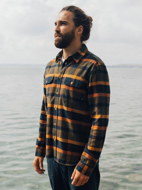 Beardsmore Shirt Navy/Olive Check Finisterre Stylish