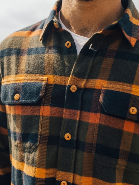 Beardsmore Shirt Navy/Olive Check Finisterre Stylish