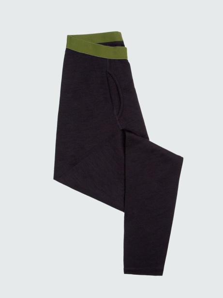 Eddy Merino Wool Long Johns Black/Olive Finisterre Stylish