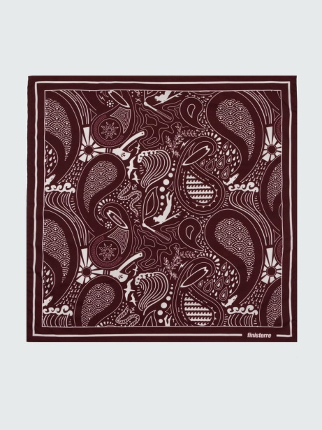 Finisterre Stylish Dark Burgundy/Ecru Printed Handkerchief