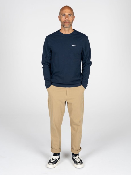 Navy Finisterre Stylish Harlyn Logo Long Sleeve T-Shirt