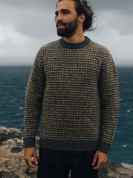 Finisterre Stylish Bowers Jumper Grey Marl/Ozone/Manuka