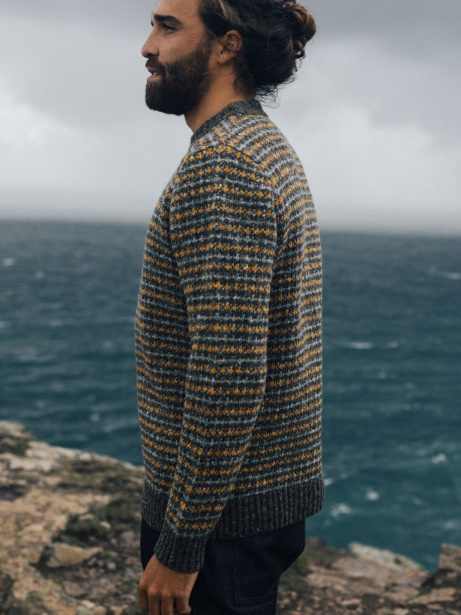Finisterre Stylish Bowers Jumper Grey Marl/Ozone/Manuka