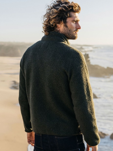 Hegen 1/4 Zip Wool Fleece Finisterre Stylish Dark Olive