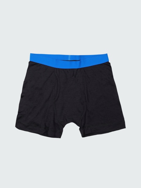Finisterre Stylish Black/Cerulean Eddy Merino Wool Boxers