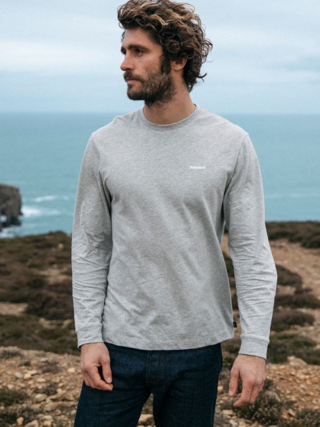 Harlyn Logo Long Sleeve T-Shirt Grey Marl Finisterre Stylish