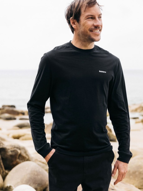 Harlyn Logo Long Sleeve T-Shirt Black Finisterre Stylish