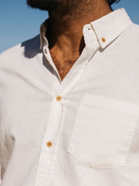 Finisterre Stylish Eaton Long Sleeve Shirt Ecru