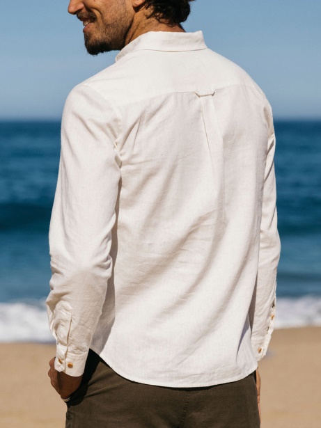 Finisterre Stylish Eaton Long Sleeve Shirt Ecru