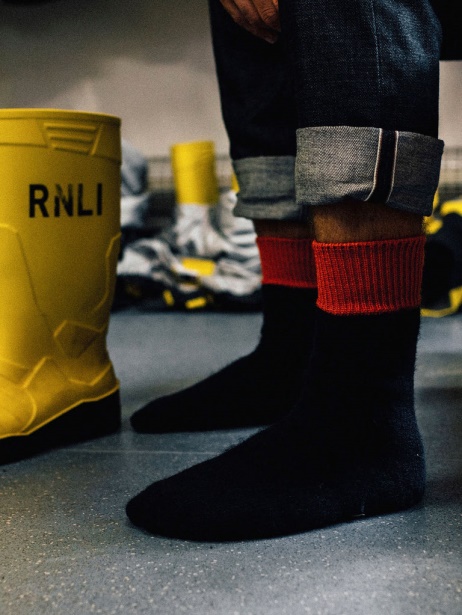 RNLI Boot Sock Navy/Dark Flame Finisterre Stylish