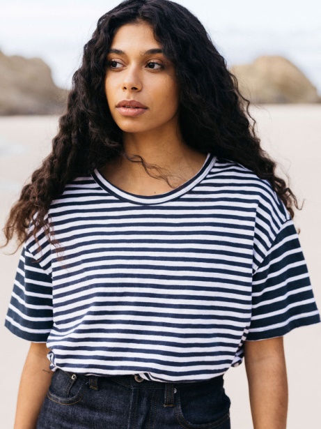 Finisterre Stylish Dart T-Shirt Navy/White