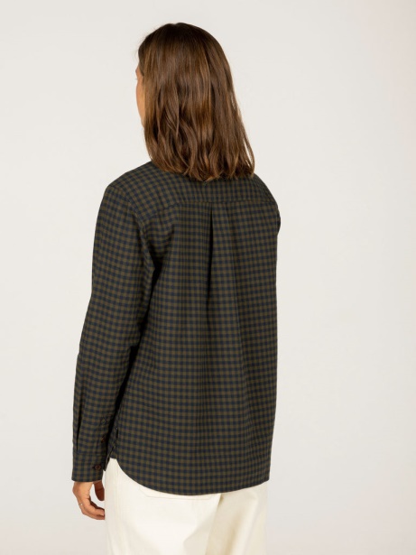 Olive Check Finisterre Stylish Wren Checked Shirt